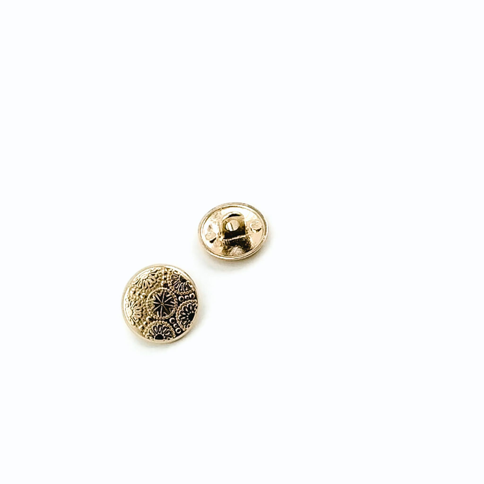 15 mm - 24 L Gold plated Cufflink Shank Button Motif Patterned