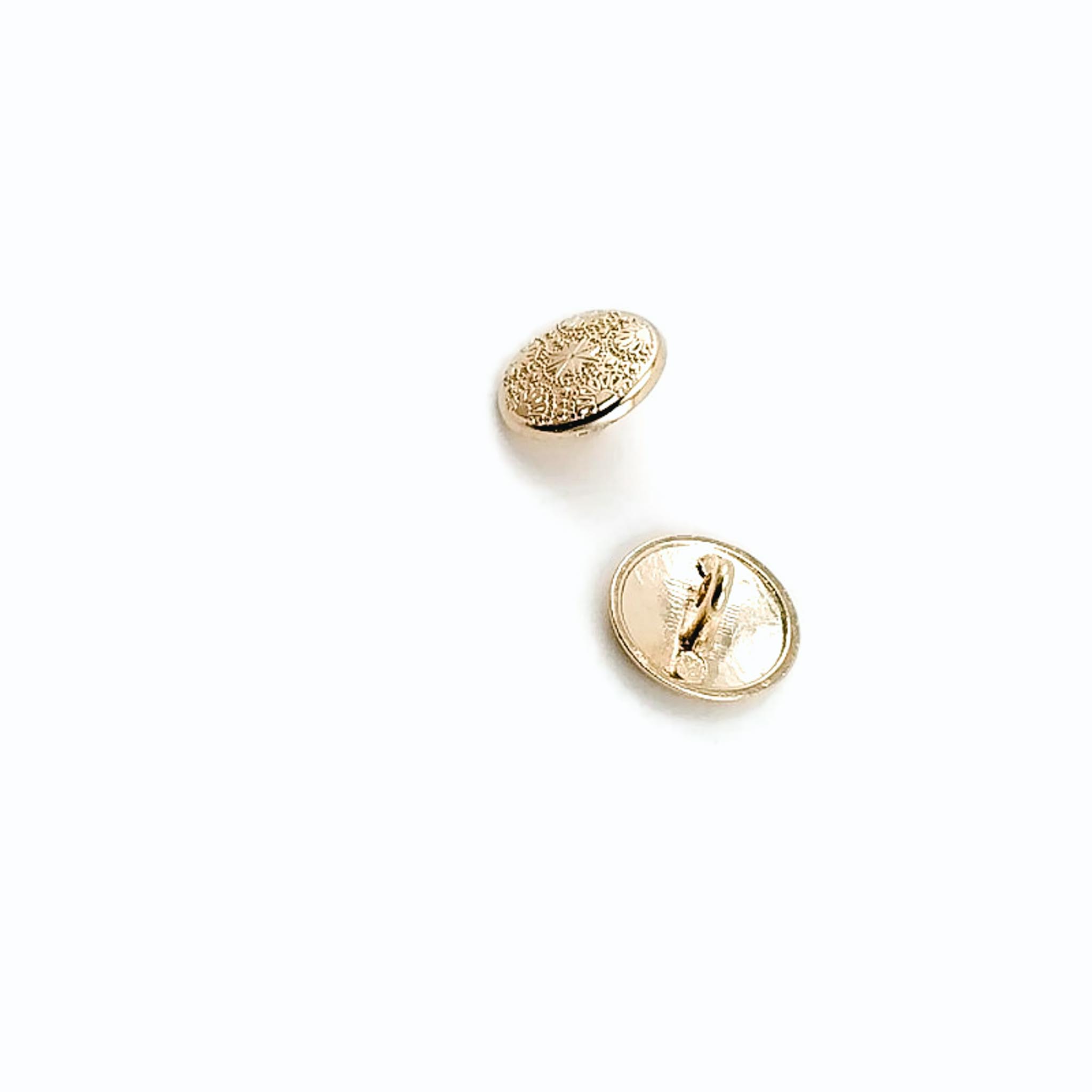 15 mm - 24 L Gold plated Cufflink Shank Button Motif Patterned