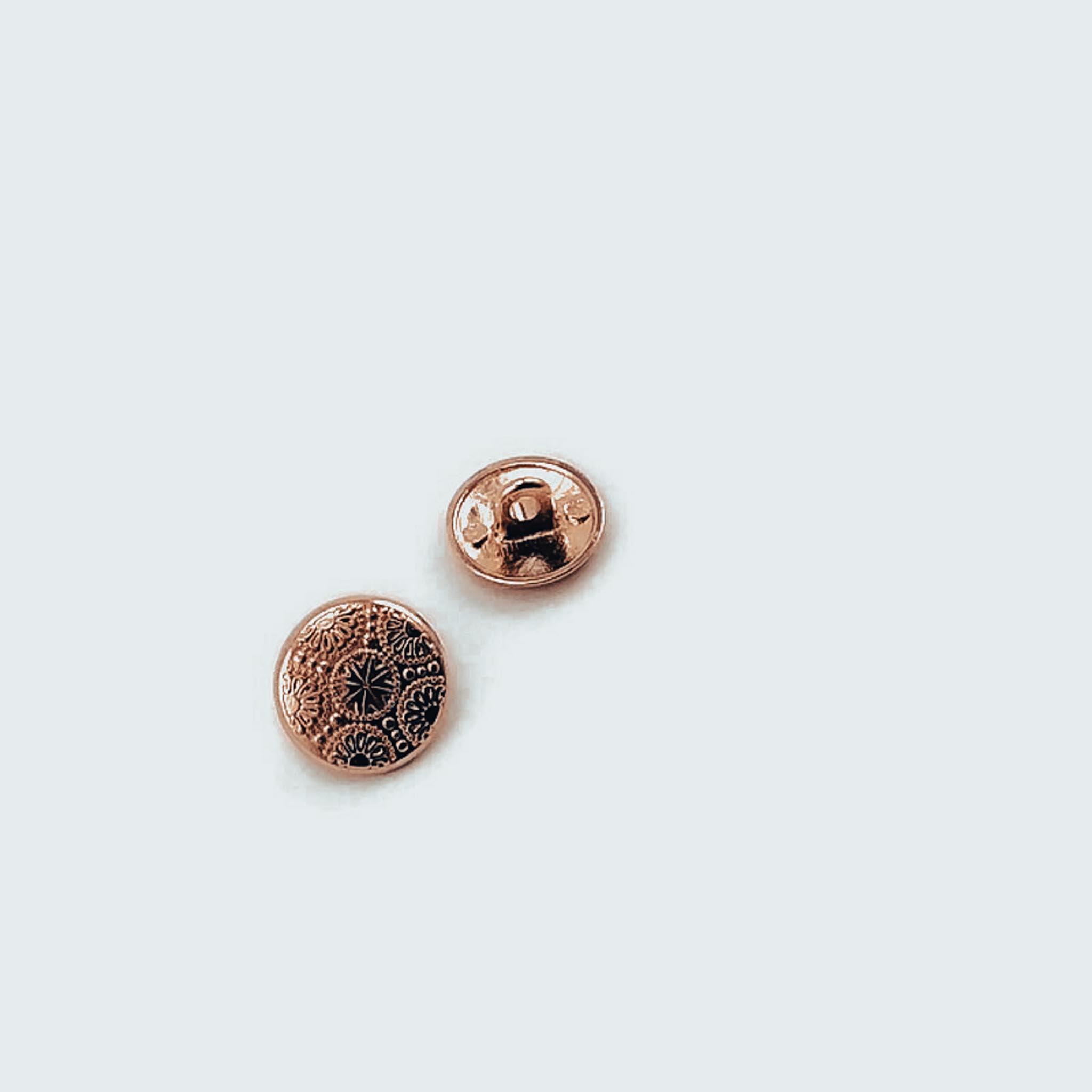 15 mm - 24 L Gold plated Cufflink Shank Button Motif Patterned