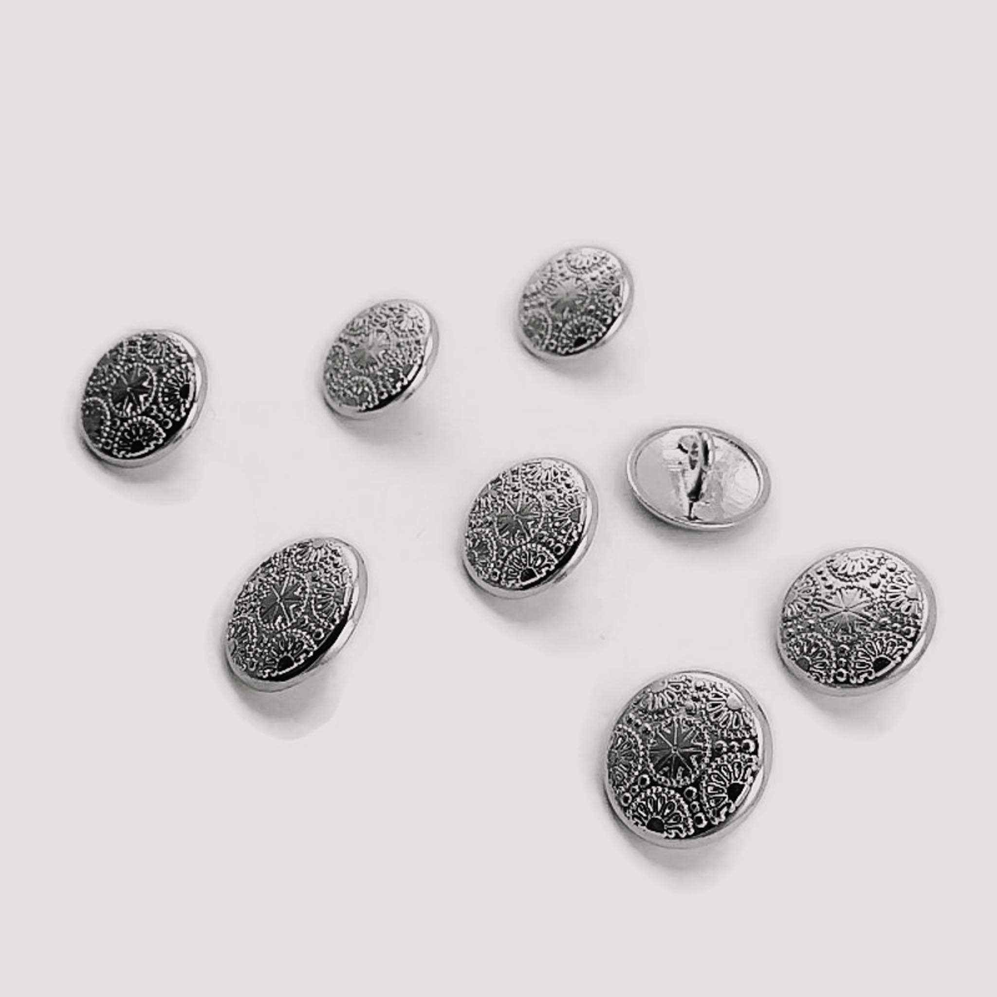 15 mm - 24 L Gold Plated Blazer Jacket Button Cufflinks Set of 8 Motif Patterned