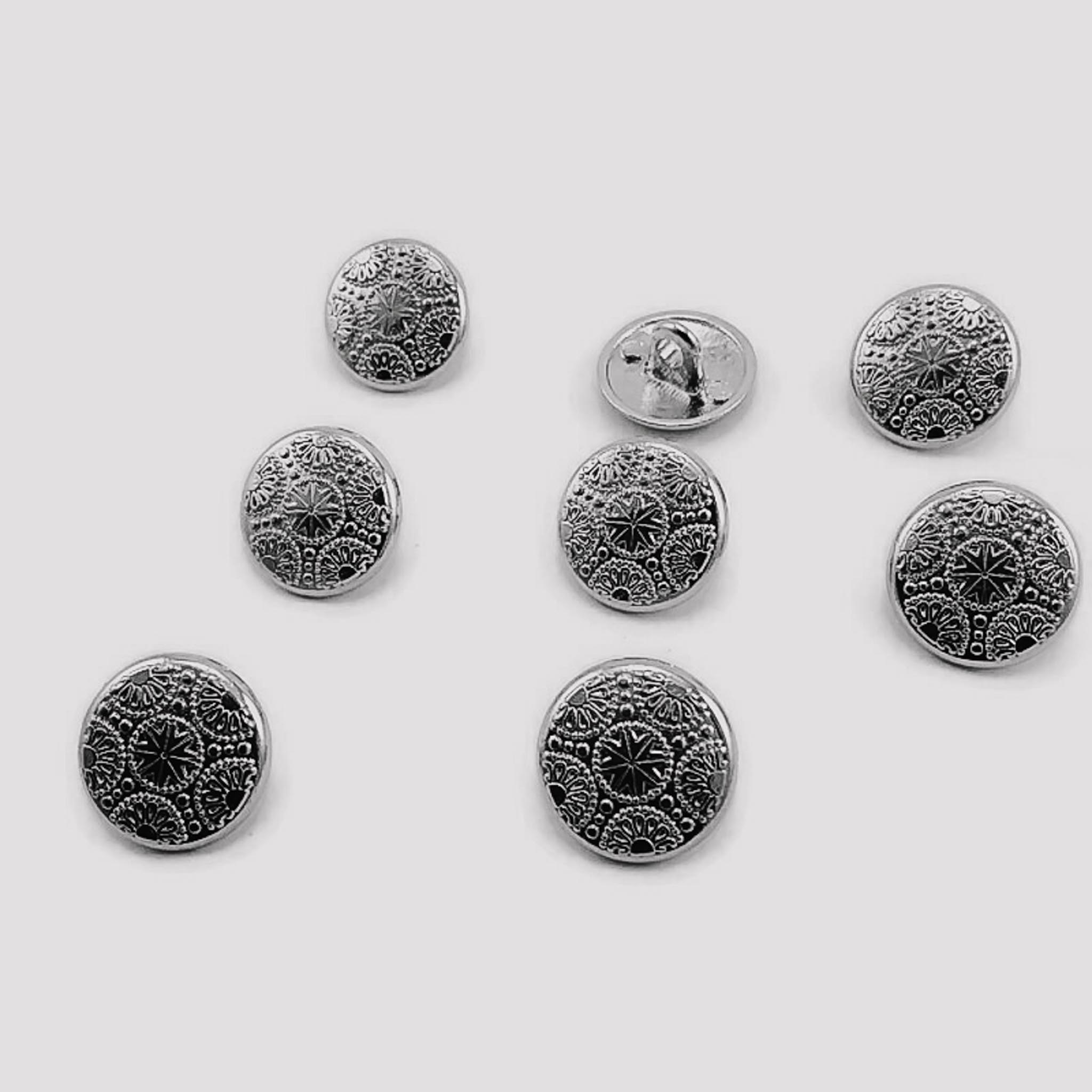 15 mm - 24 L Gold Plated Blazer Jacket Button Cufflinks Set of 8 Motif Patterned