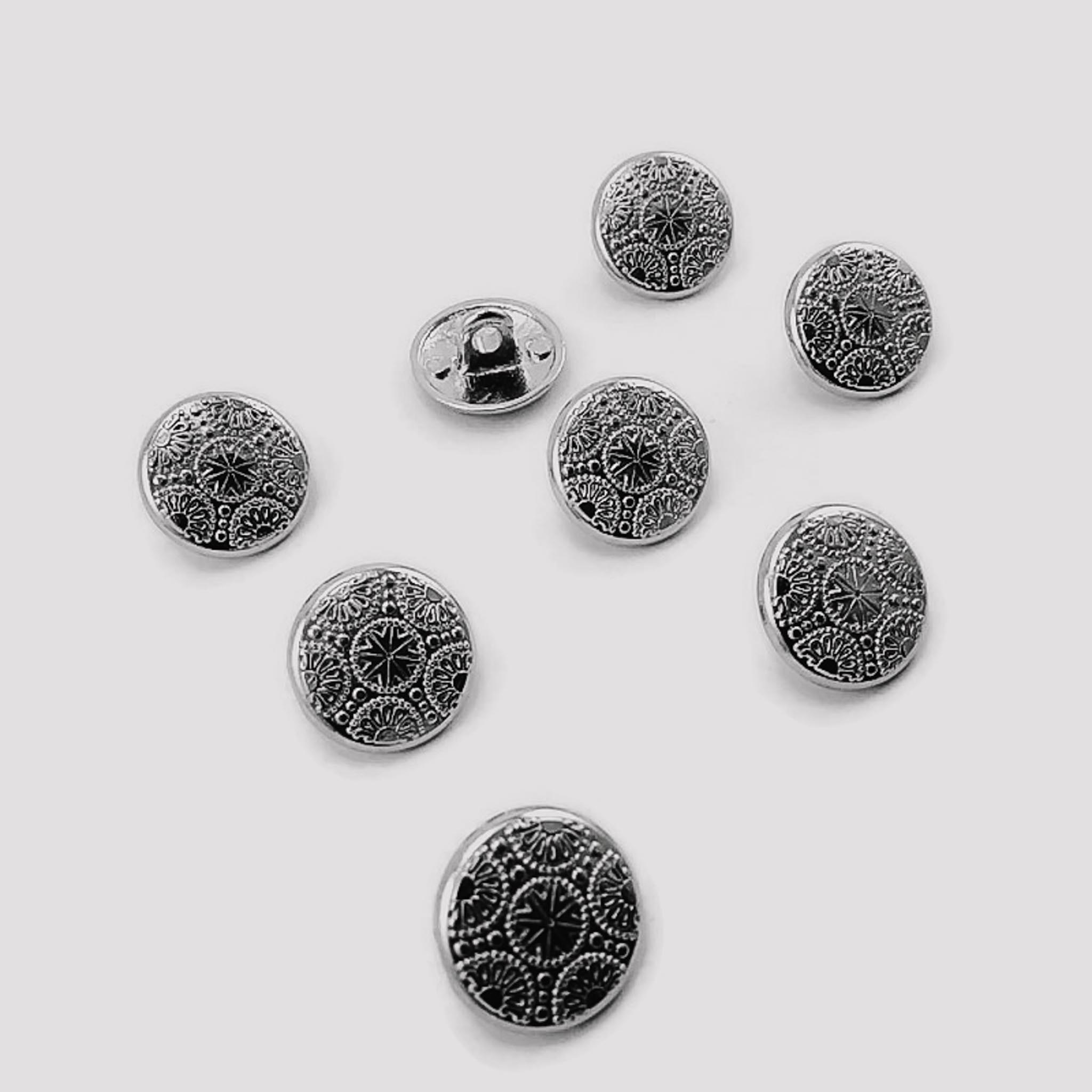 15 mm - 24 L Gold Plated Blazer Jacket Button Cufflinks Set of 8 Motif Patterned