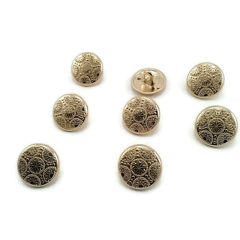 15 mm - 24 L Gold Plated Blazer Jacket Button Cufflinks Set of 8 Motif Patterned