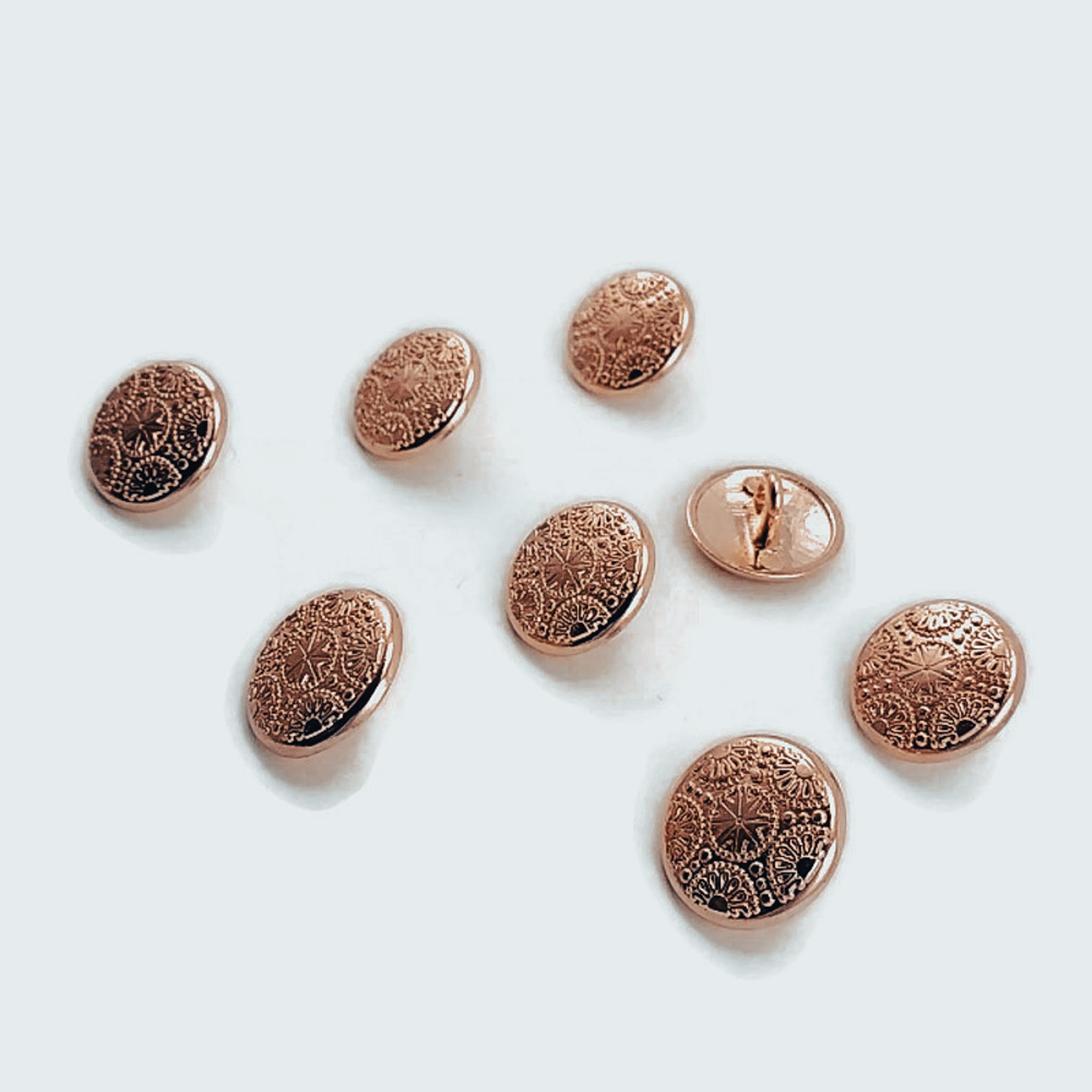 15 mm - 24 L Gold Plated Blazer Jacket Button Cufflinks Set of 8 Motif Patterned