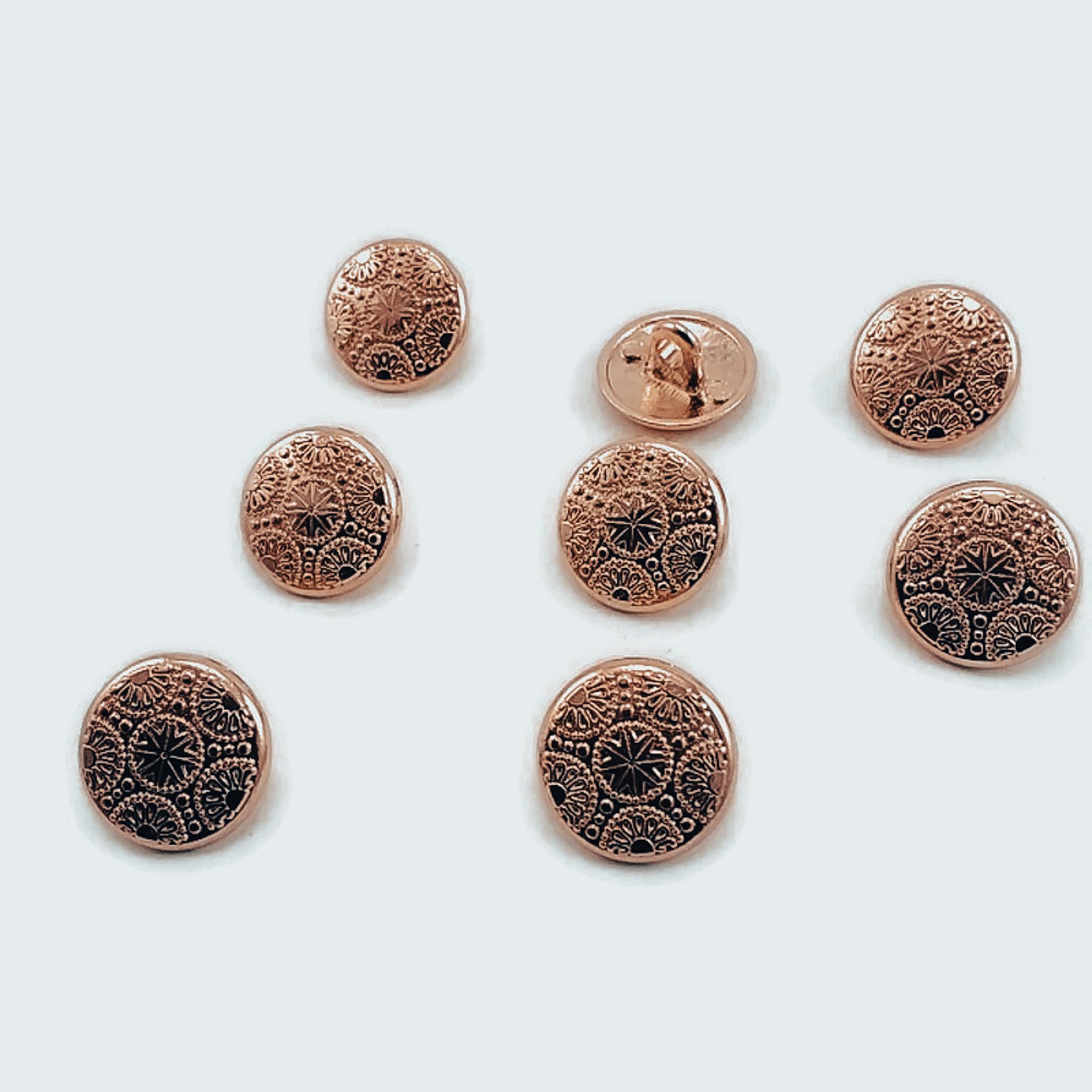 15 mm - 24 L Gold Plated Blazer Jacket Button Cufflinks Set of 8 Motif Patterned