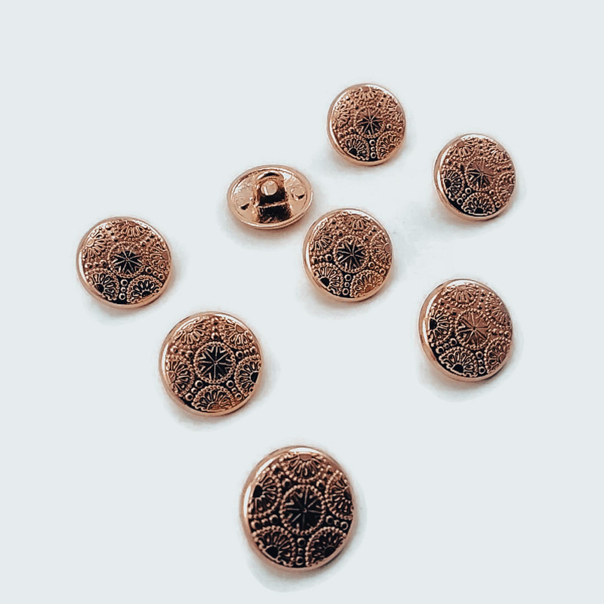 15 mm - 24 L Gold Plated Blazer Jacket Button Cufflinks Set of 8 Motif Patterned