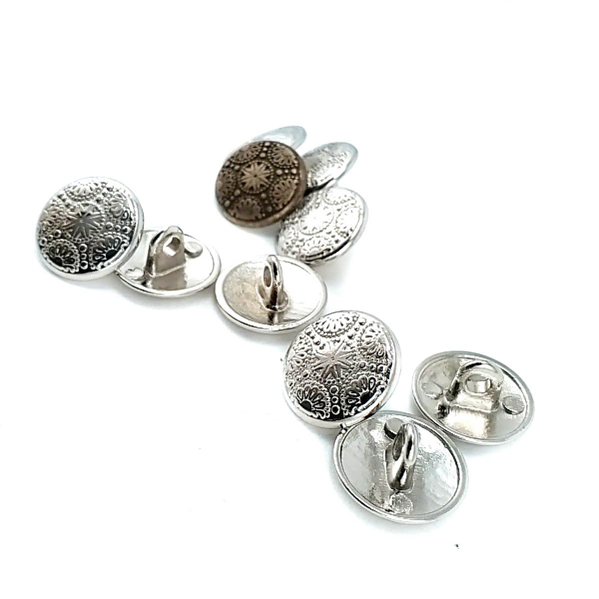 Metal Cufflinks Shank Button Motif Patterned 15 mm - 24 L E 116 Metal Cufflinks Shank Button Motif Patterned 15 mm - 24 L E 116