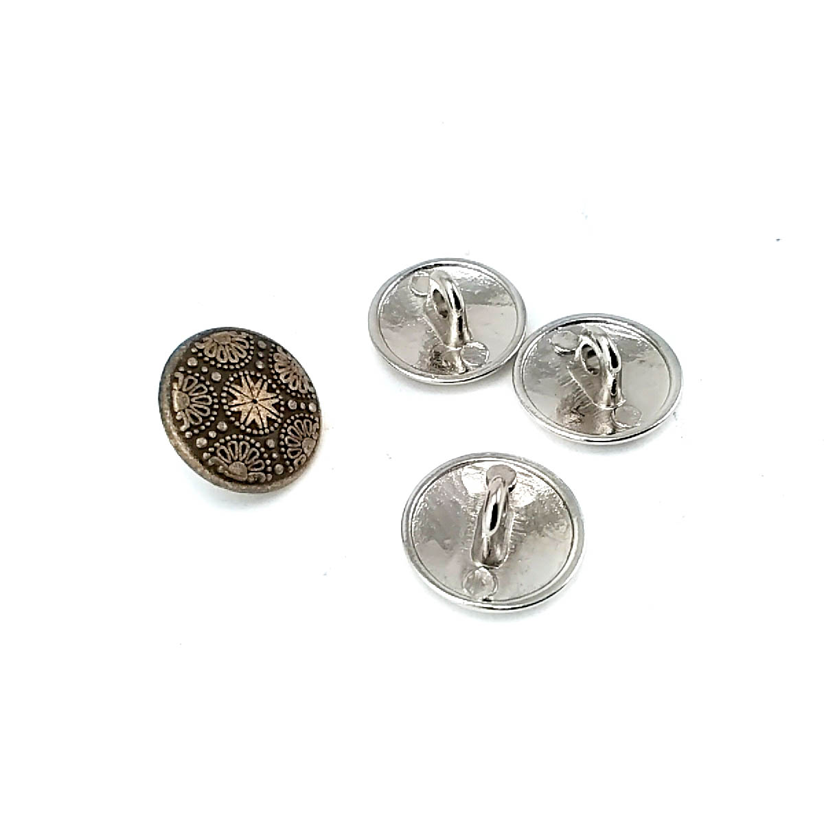 Metal Cufflinks Shank Button Motif Patterned 15 mm - 24 L E 116