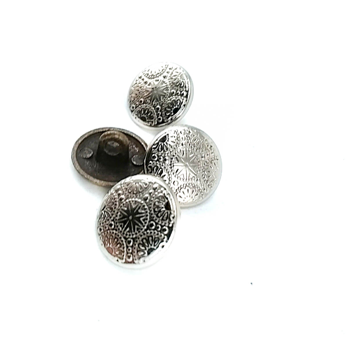 Metal Cufflinks Shank Button Motif Patterned 15 mm - 24 L E 116