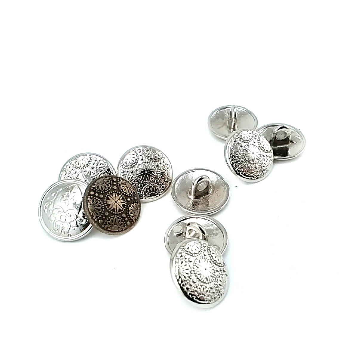 Metal Cufflinks Shank Button Motif Patterned 15 mm - 24 L E 116