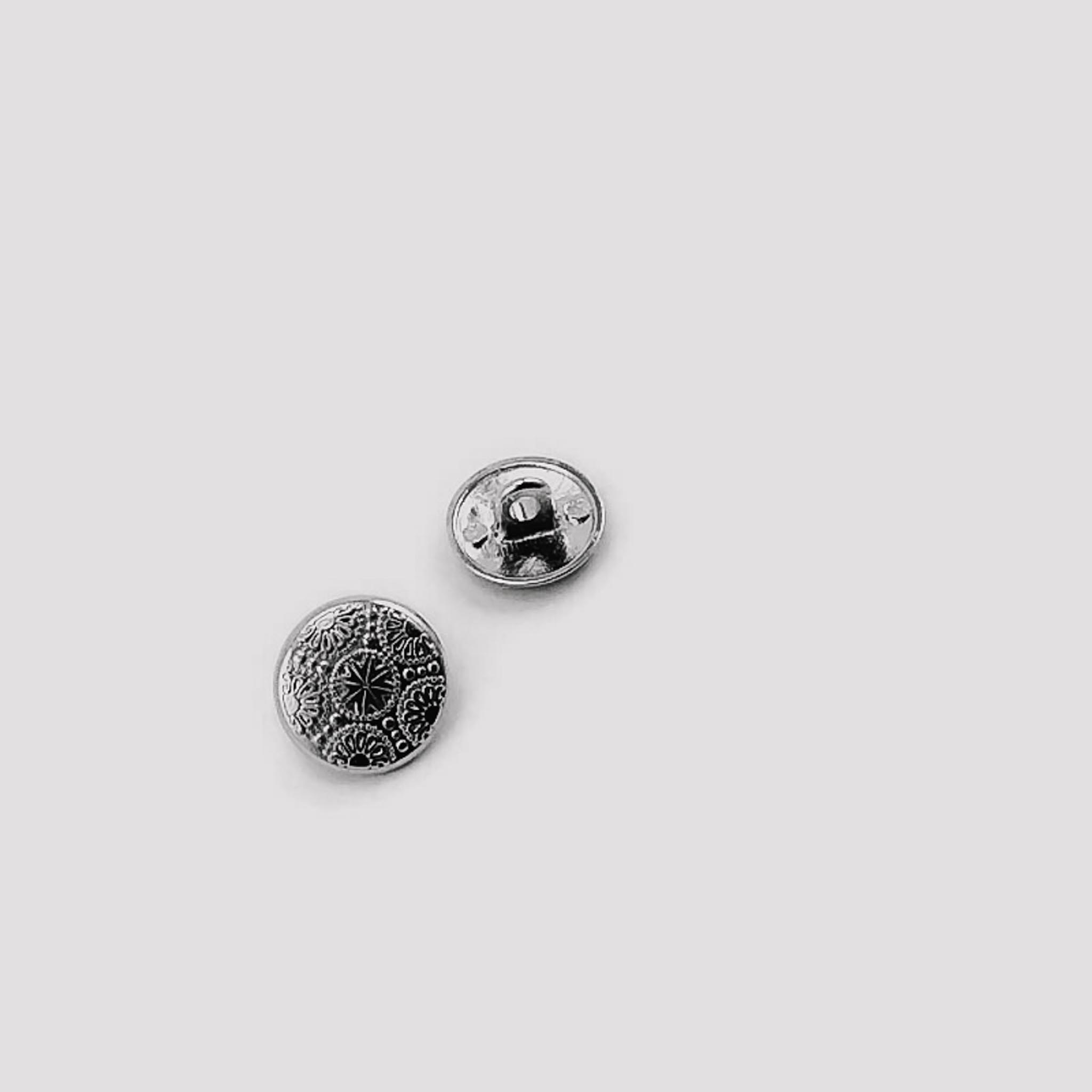 Metal Cufflinks Shank Button Motif Patterned 15 mm - 24 L E 116