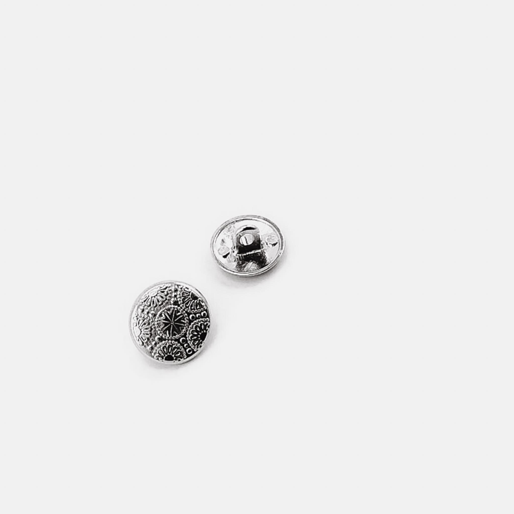 Metal Cufflinks Shank Button Motif Patterned 15 mm - 24 L E 116