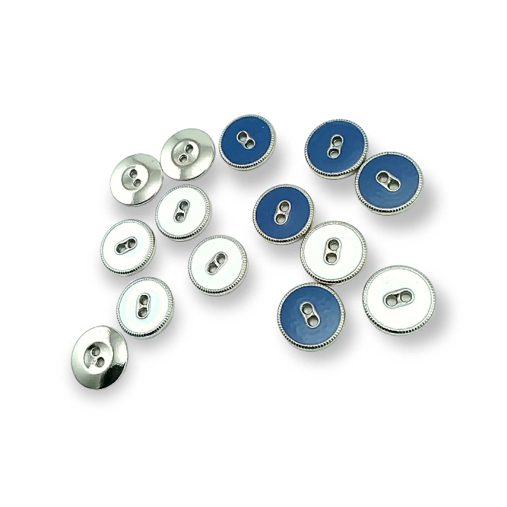 2 Delikli Mineli Dikme Düğme Kenar Desenli 13 mm 20 boy E 1359