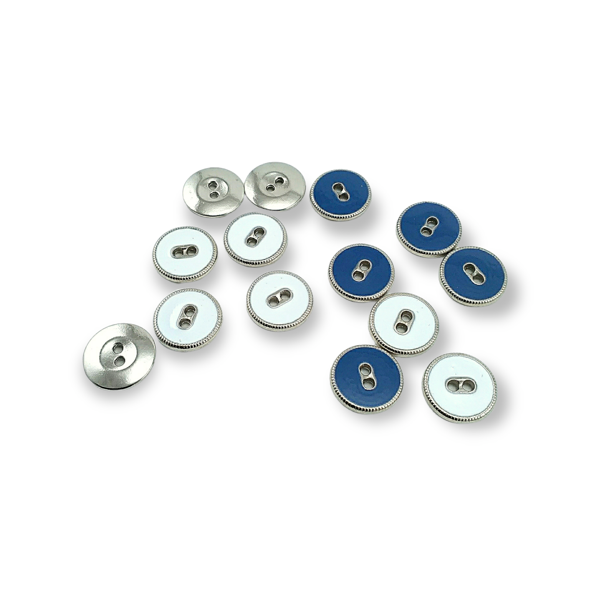 2 Delikli Mineli Dikme Düğme Kenar Desenli 13 mm 20 boy E 1359