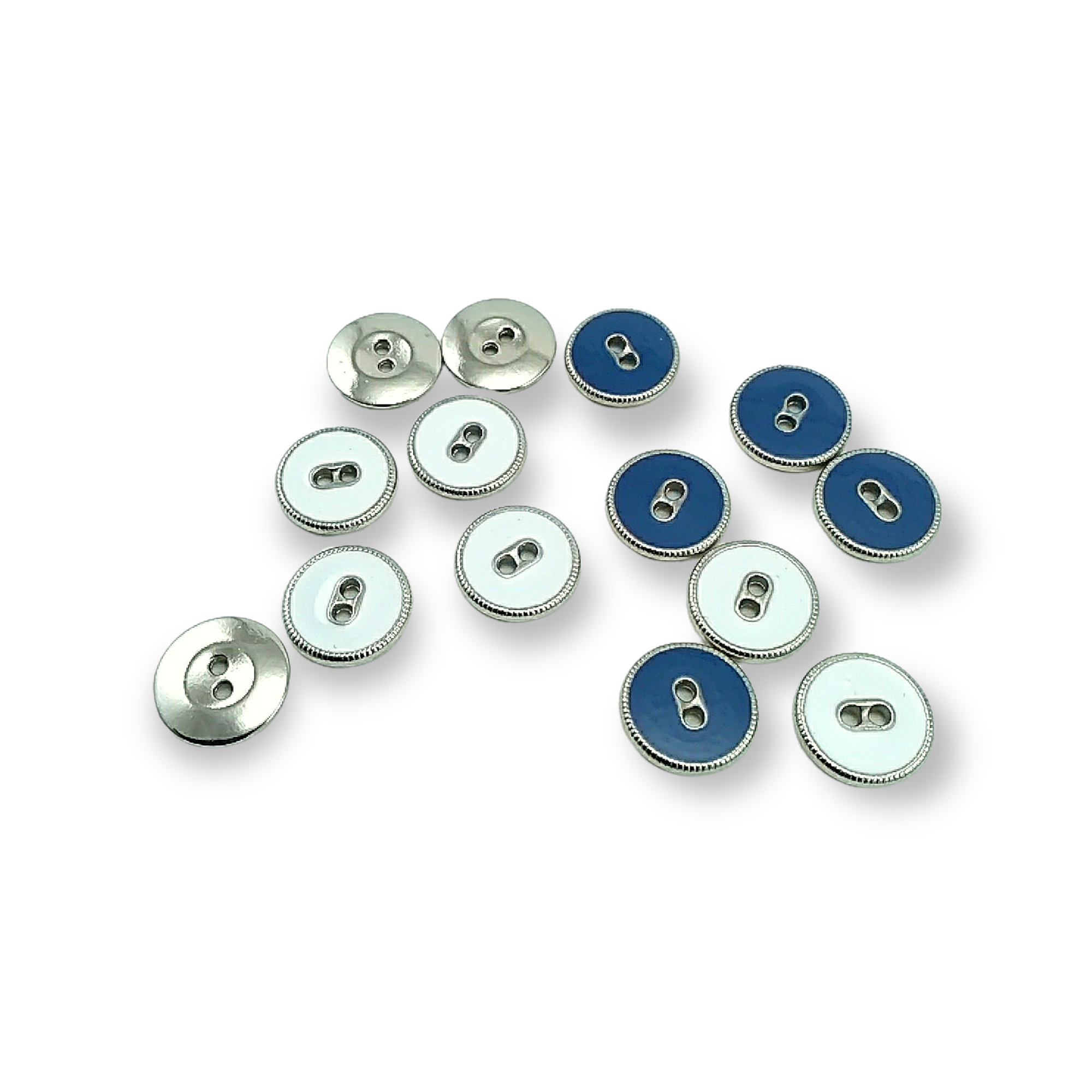 2 Delikli Mineli Dikme Düğme Kenar Desenli 13 mm 20 boy E 1359