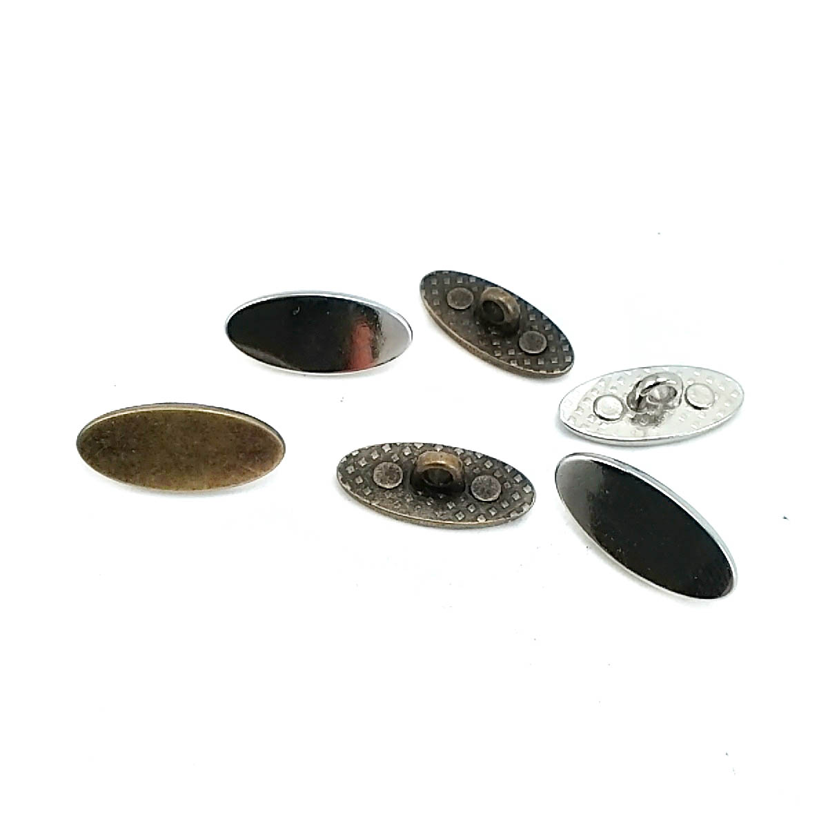 Oval Metal Shank Button 20 mm x 9 mm E 1604