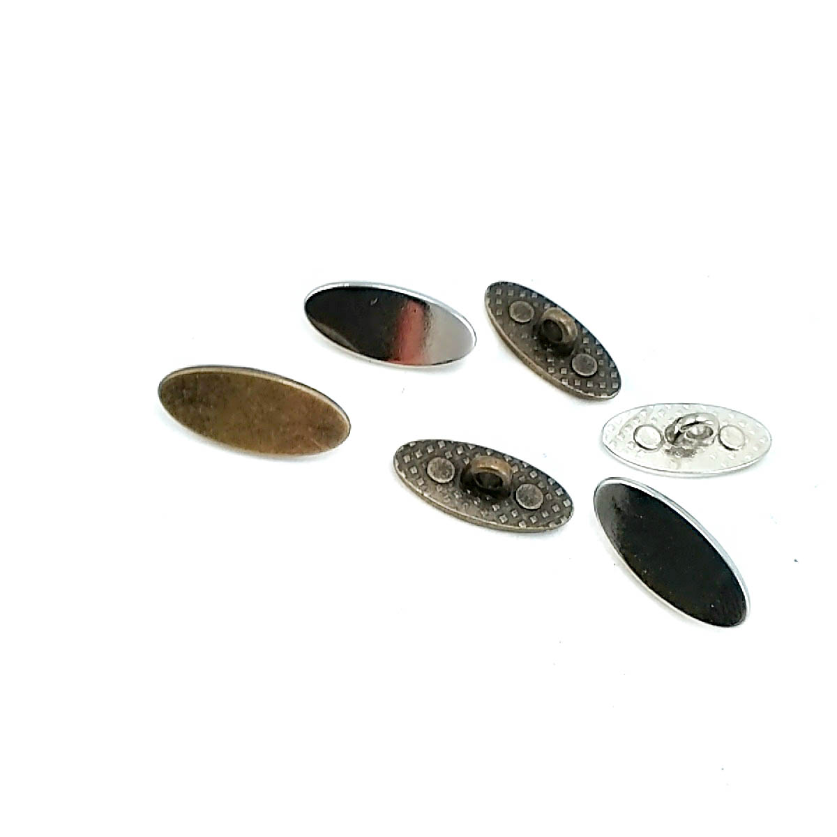 Oval Metal Shank Button 20 mm x 9 mm E 1604