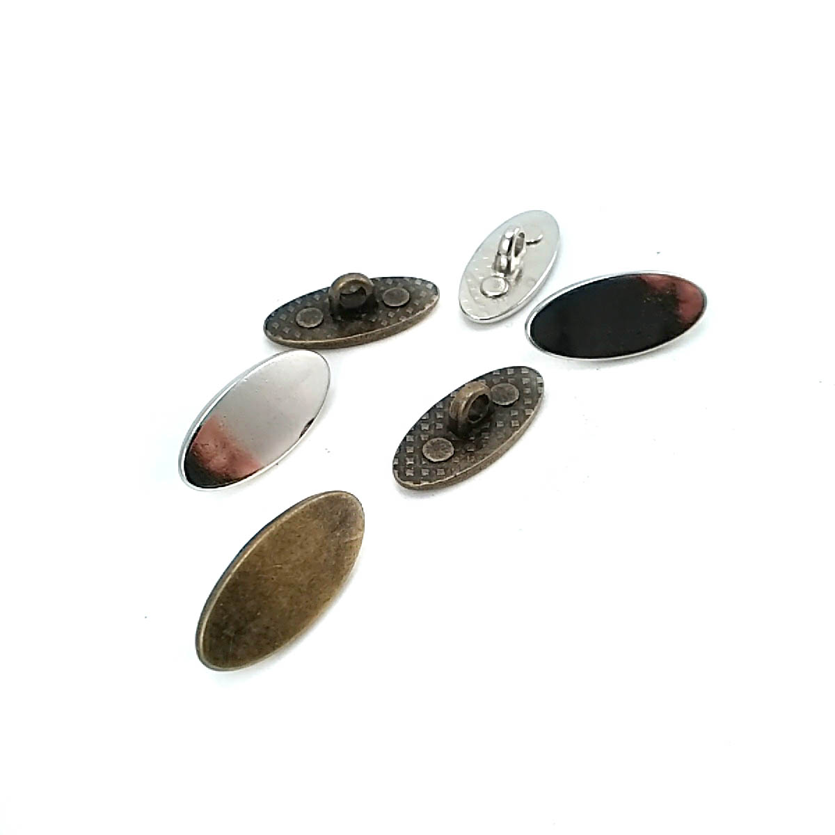 Oval Metal Shank Button 20 mm x 9 mm E 1604