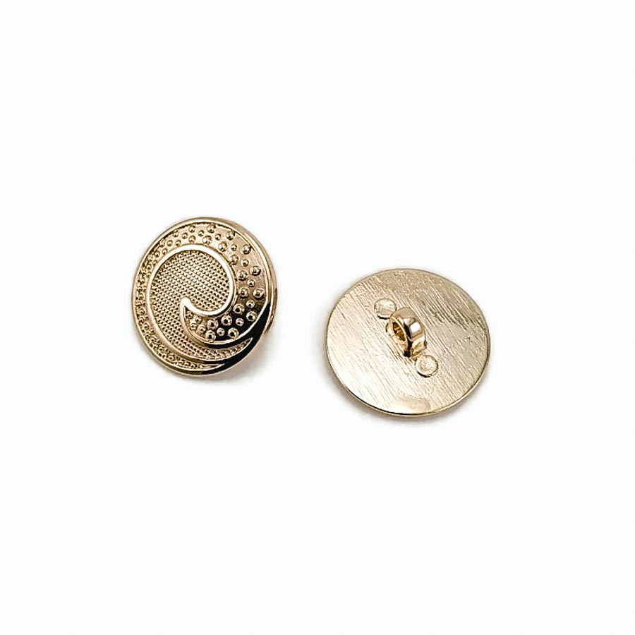 22 mm Gold Tone Shank Button front and detail view