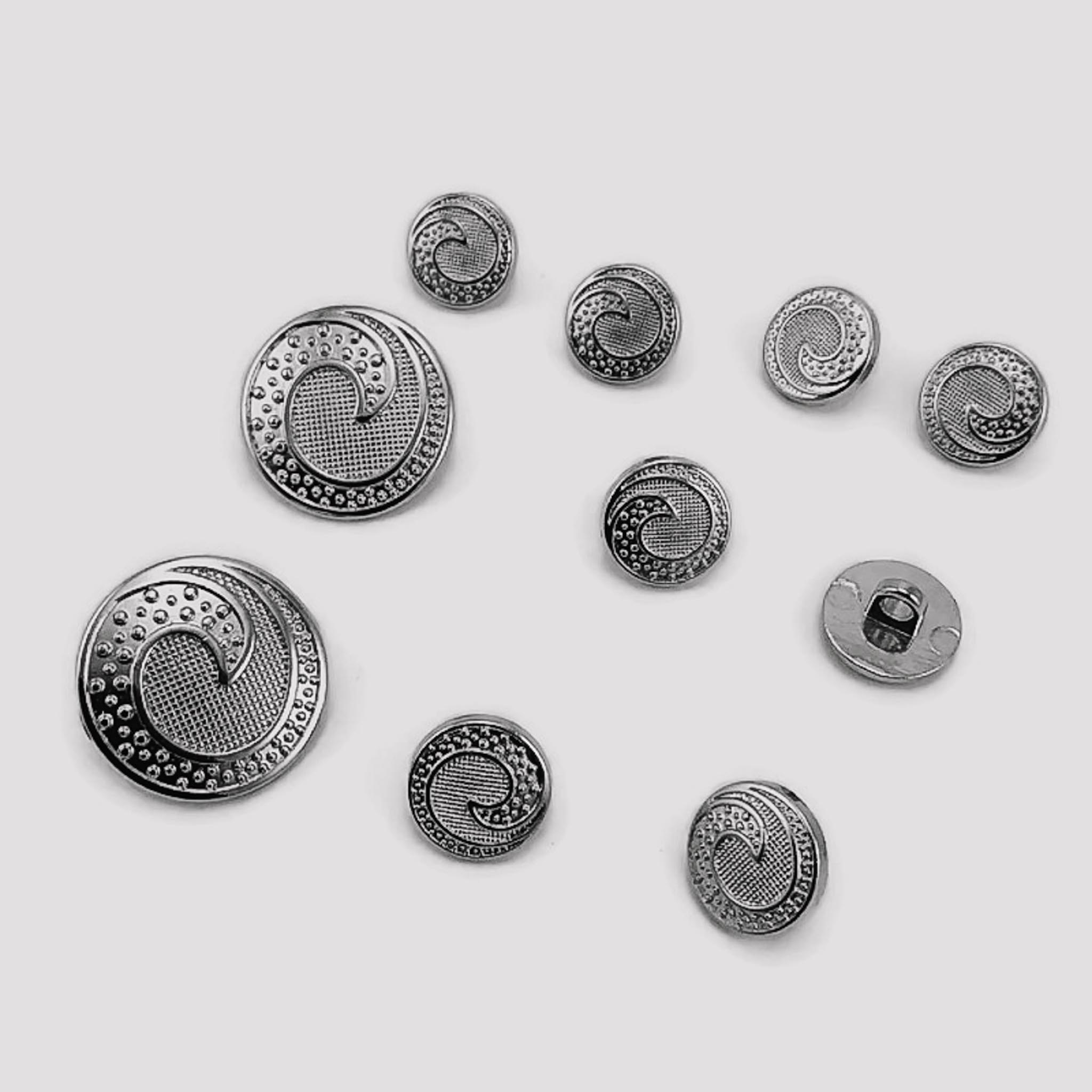 Trench Coat and Jacket Button Set of 10 Wave Patterned