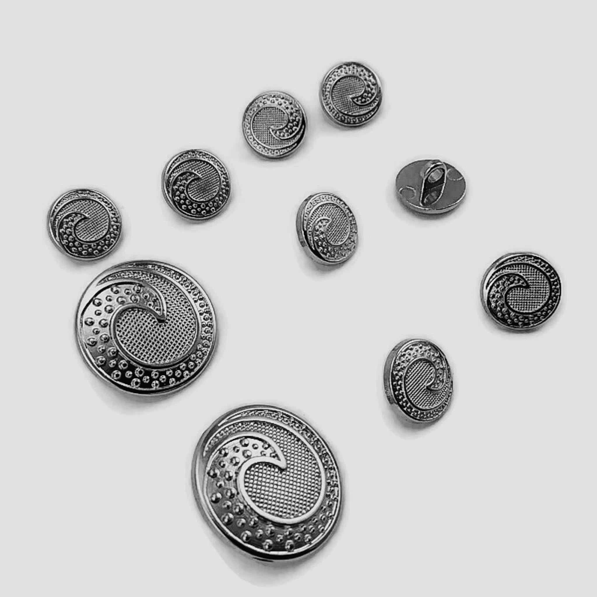 Trench Coat and Jacket Button Set of 10 Wave Patterned