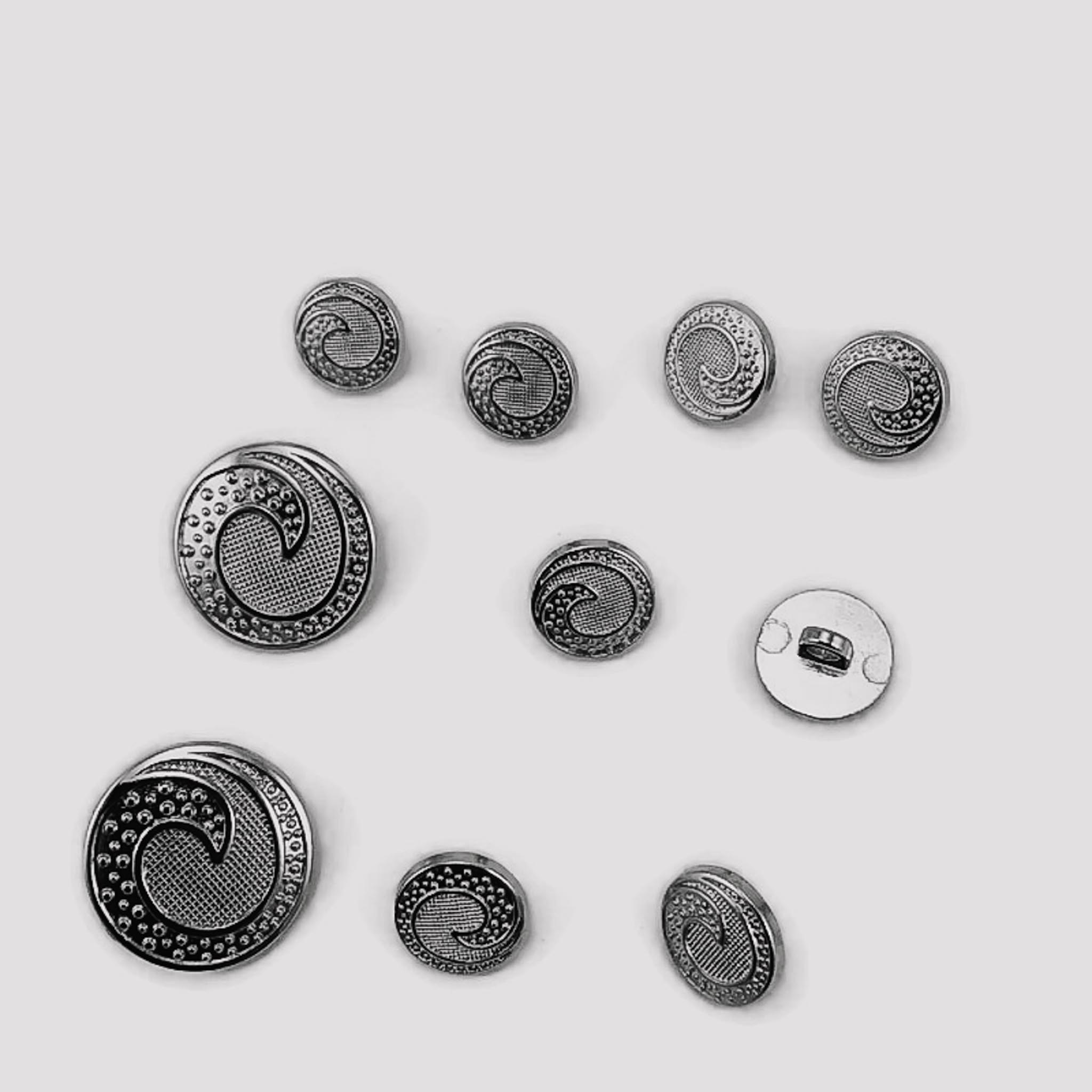 Trench Coat and Jacket Button Set of 10 Wave Patterned