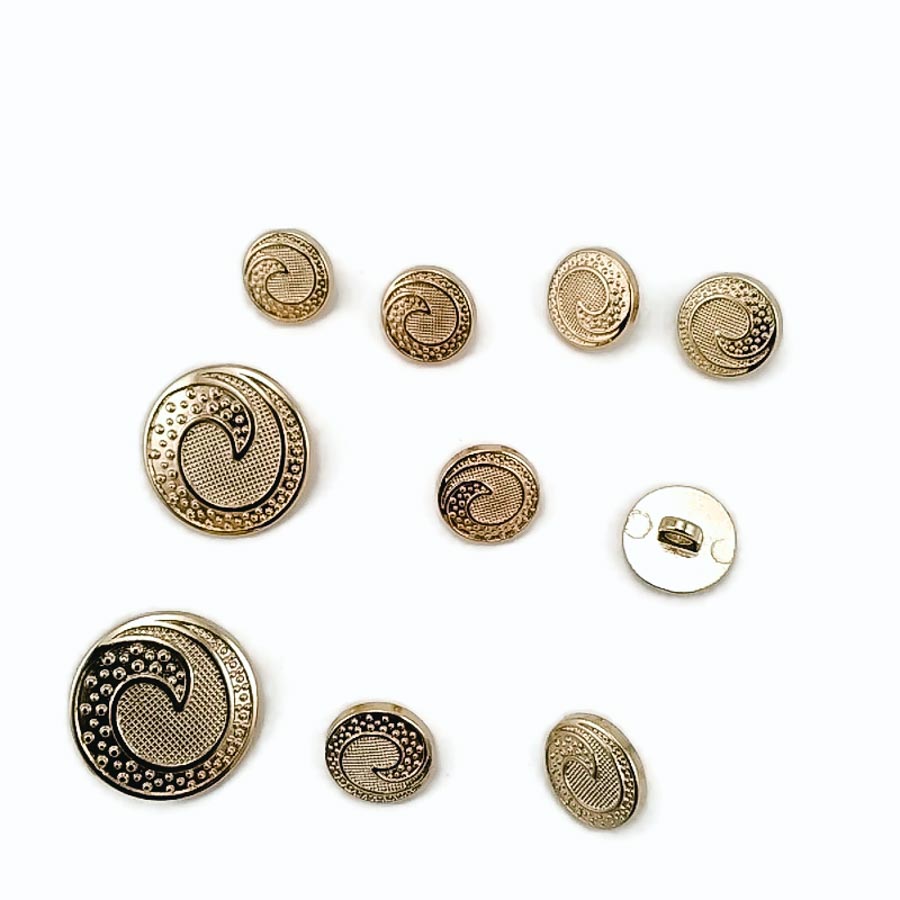 Trench Coat and Jacket Button Set of 10 Wave Patterned