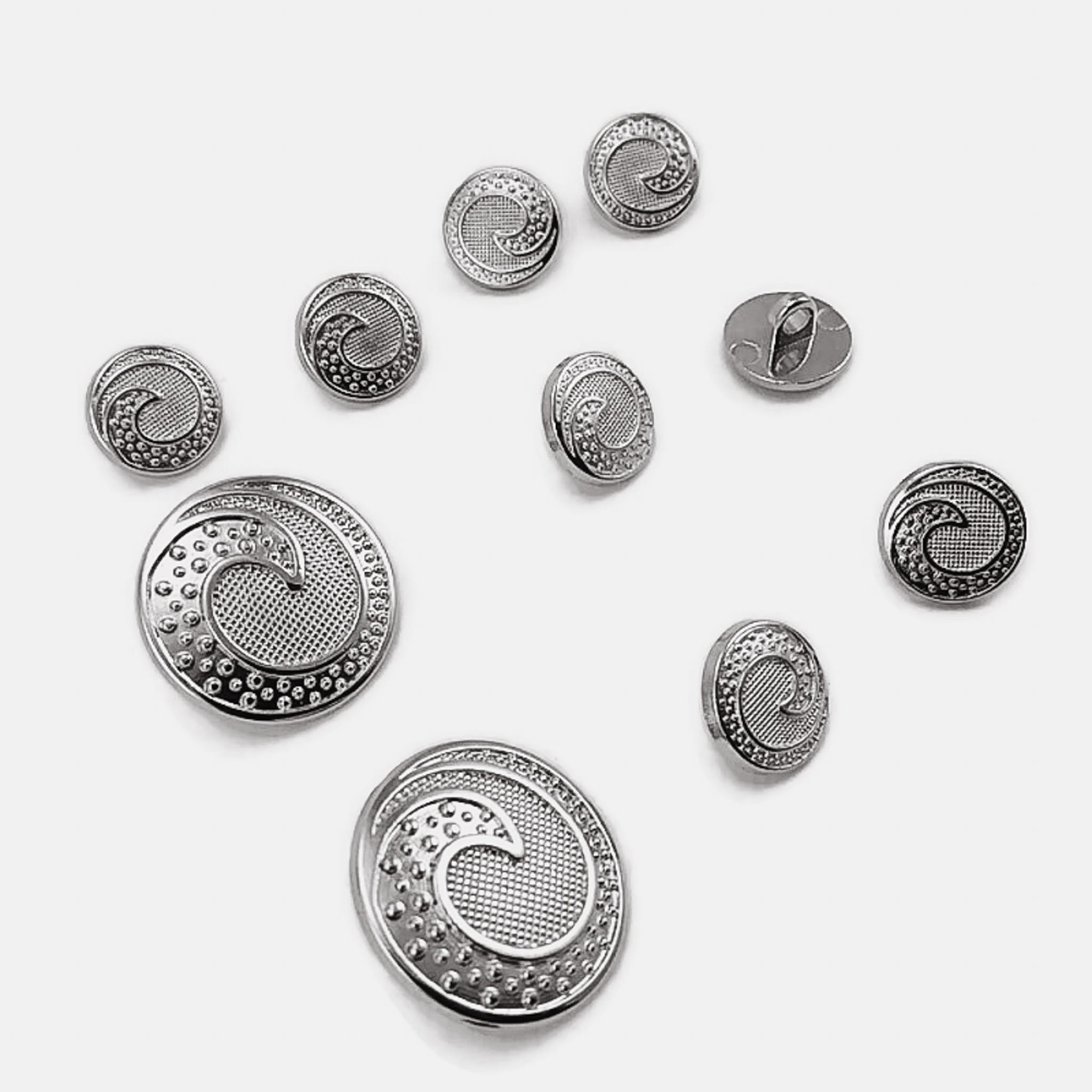 Trench Coat and Jacket Button Set of 10 Wave Patterned
