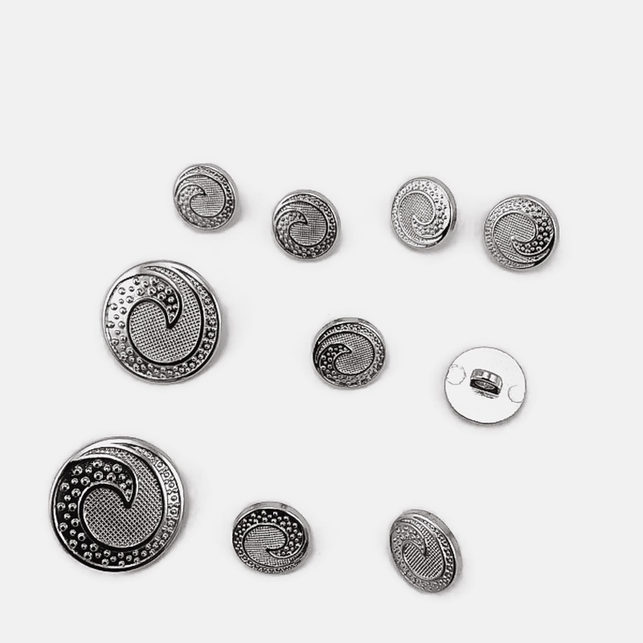 Trench Coat and Jacket Button Set of 10 Wave Patterned