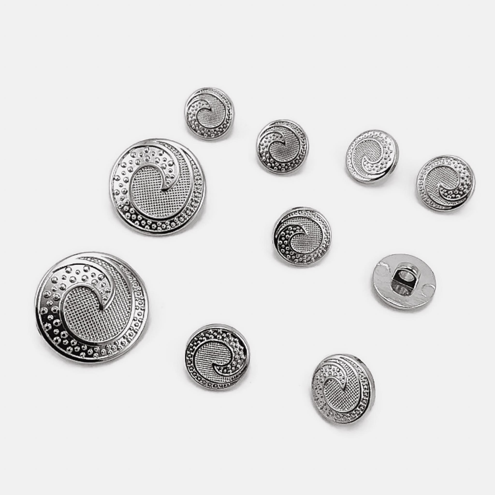 Trench Coat and Jacket Button Set of 10 Wave Patterned