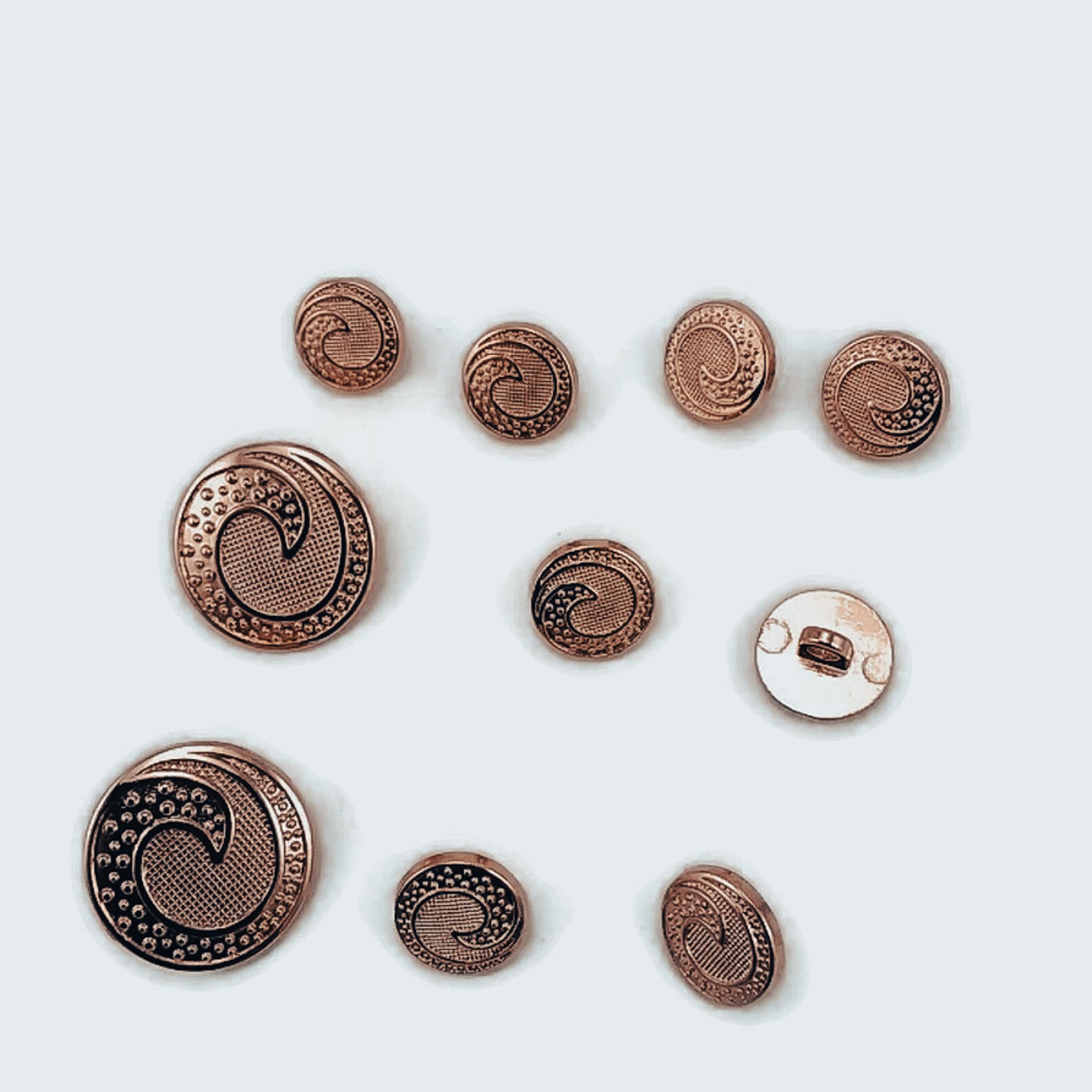 Trench Coat and Jacket Button Set of 10 Wave Patterned