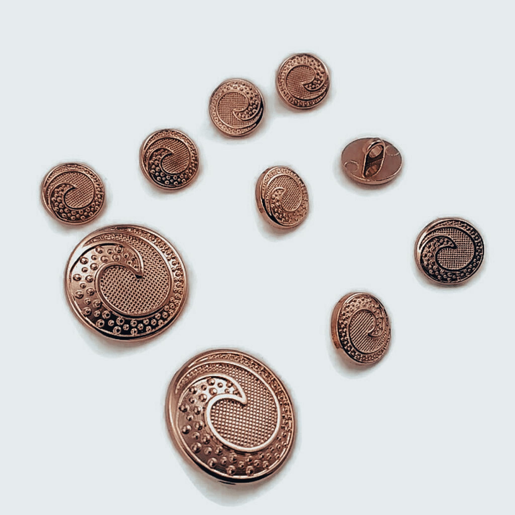 Trench Coat and Jacket Button Set of 10 Wave Patterned