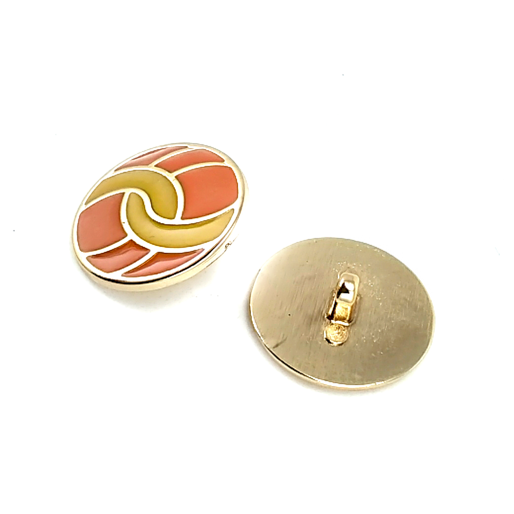 Coat and Coat Button Enamel Orange Mustard Colors 24 mm - 40 L E 1682 MN V2