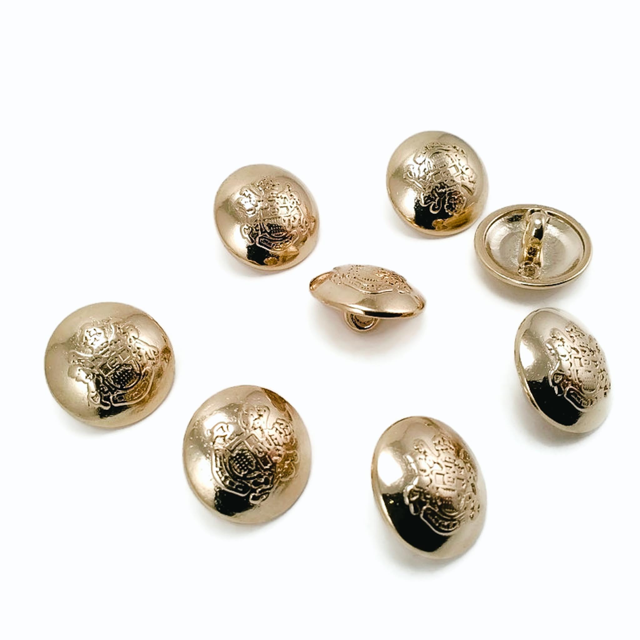 Gold Plated Button Clasp Blazer 8 pcs Jacket Button Set 15 mm - 24 L E 1875 SET8