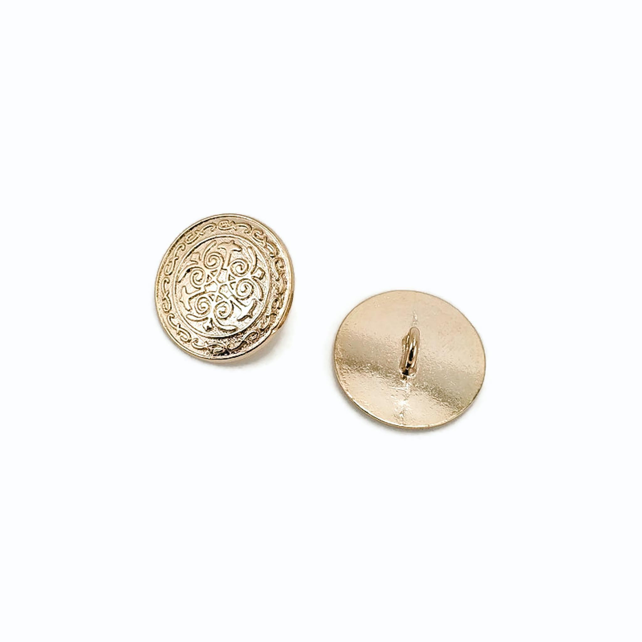 15 mm - 24 L Gold Plated Patterned Cufflinks - Blouse Button 15 mm - 24 L Gold Plated Patterned Cufflinks - Blouse Button