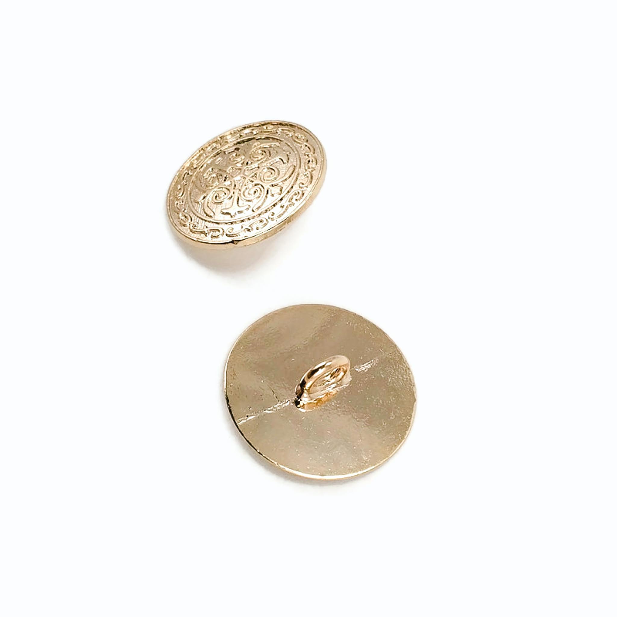15 mm - 24 L Gold Plated Patterned Cufflinks - Blouse Button