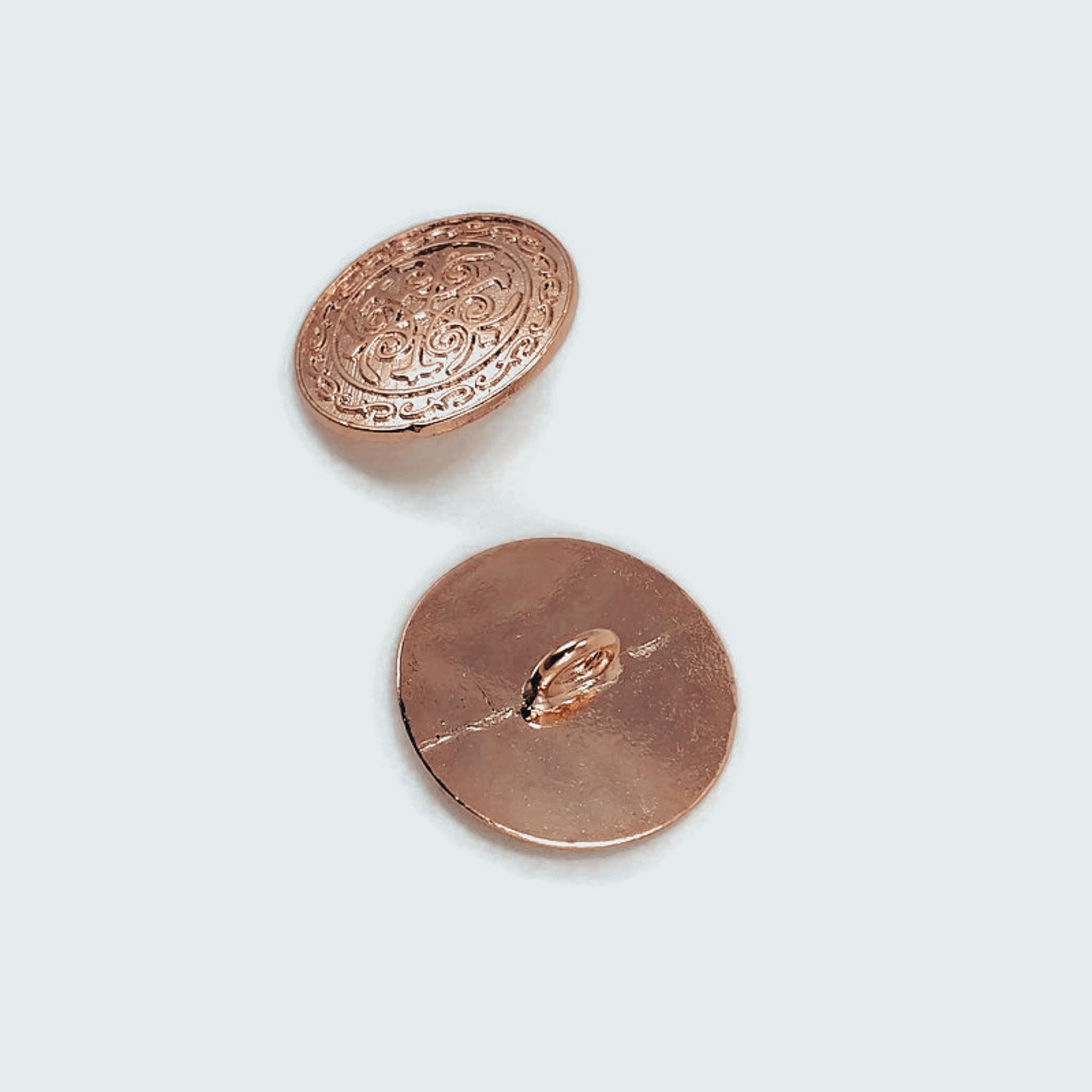 15 mm - 24 L Gold Plated Patterned Cufflinks - Blouse Button