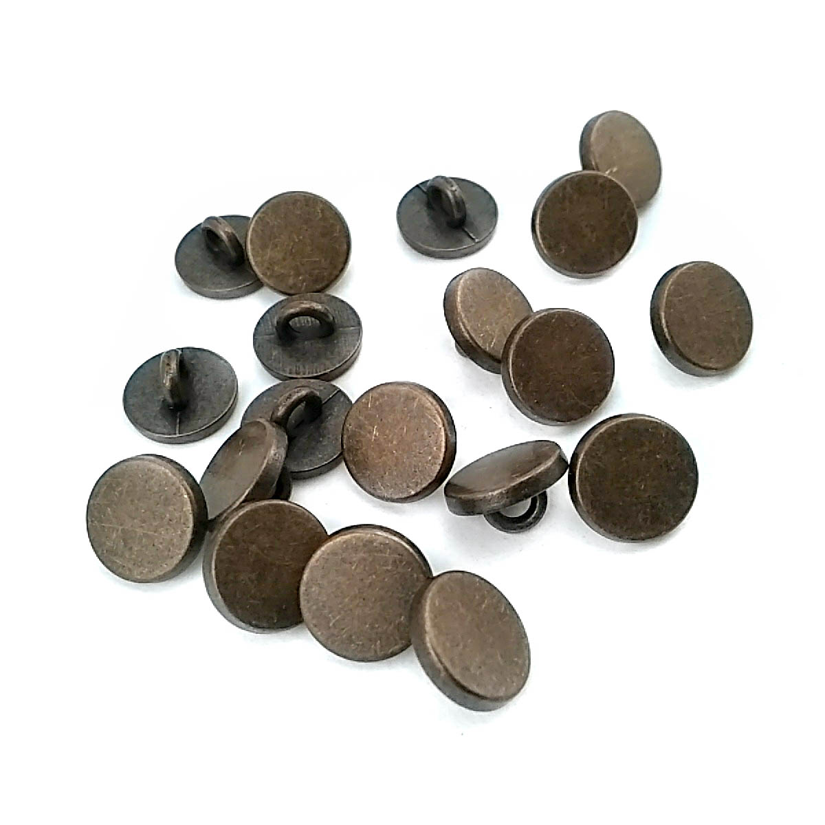 Flat Coin Shape Metal Shank Button 10 mm - 16 L E 1987