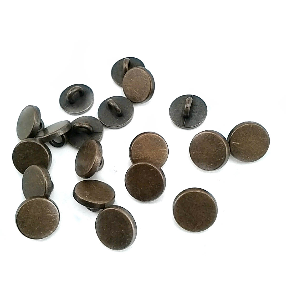 Flat Coin Shape Metal Shank Button 10 mm - 16 L E 1987