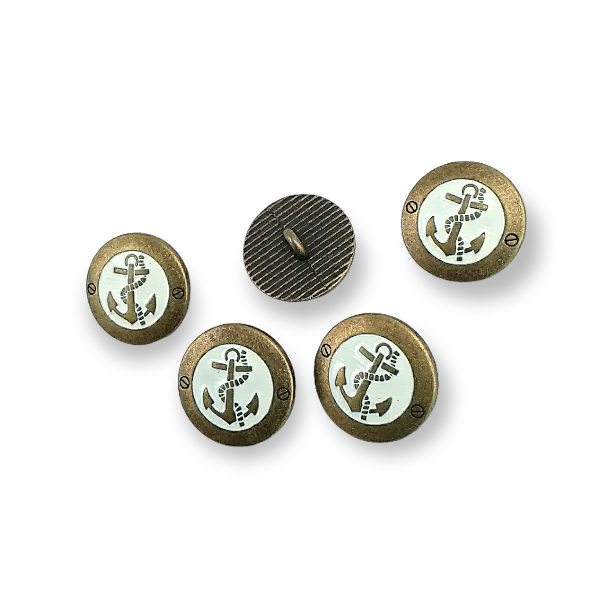 Antique Brass Enamel Anchor Logo Blazer Jacket Cufflink 17 mm - 28 L E 2044 MN1 Antique Brass Enamel Anchor Logo Blazer Jacket Cufflink 17 mm - 28 L E 2044 MN1