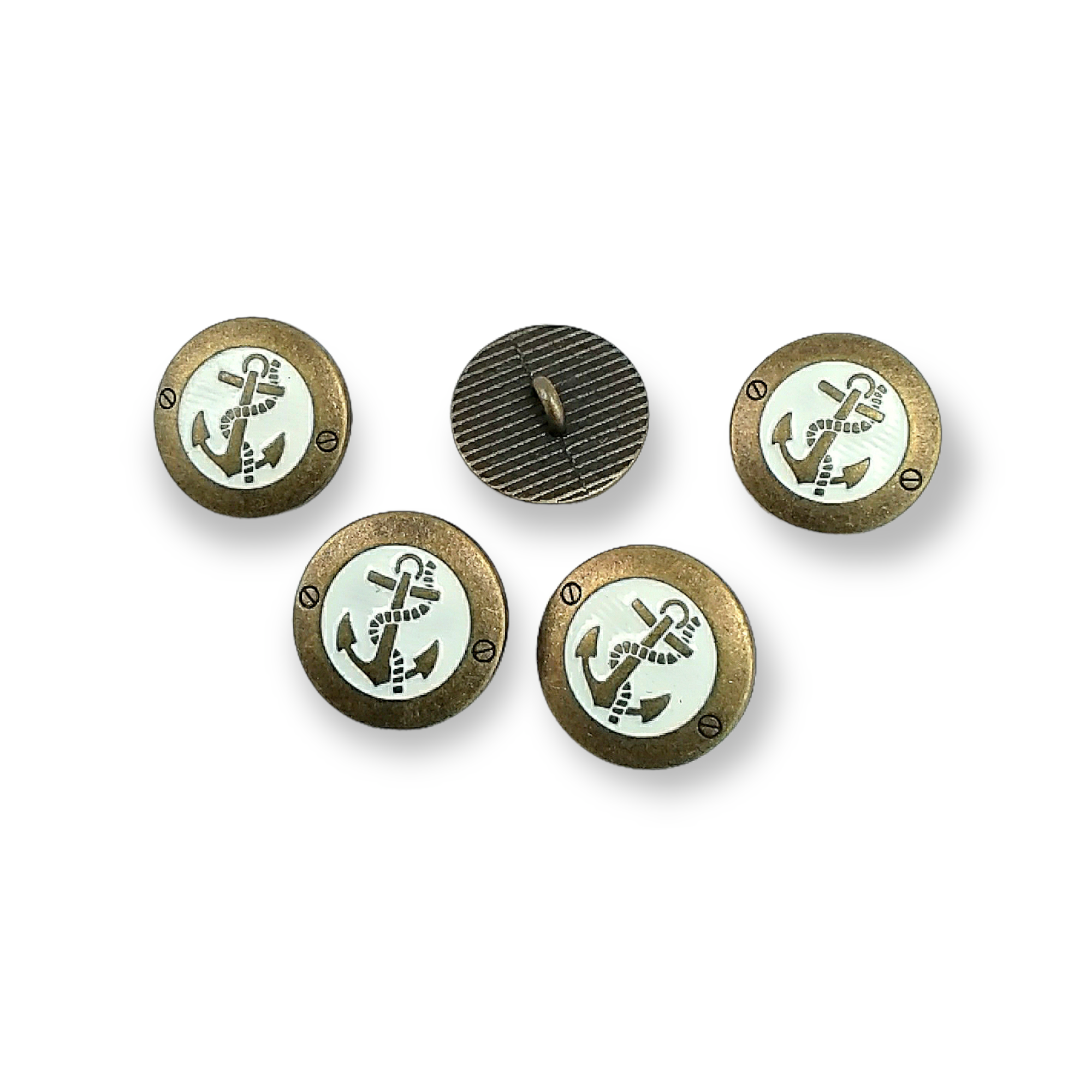 Antique Brass Enamel Anchor Logo Blazer Jacket Cufflink 17 mm - 28 L E 2044 MN1