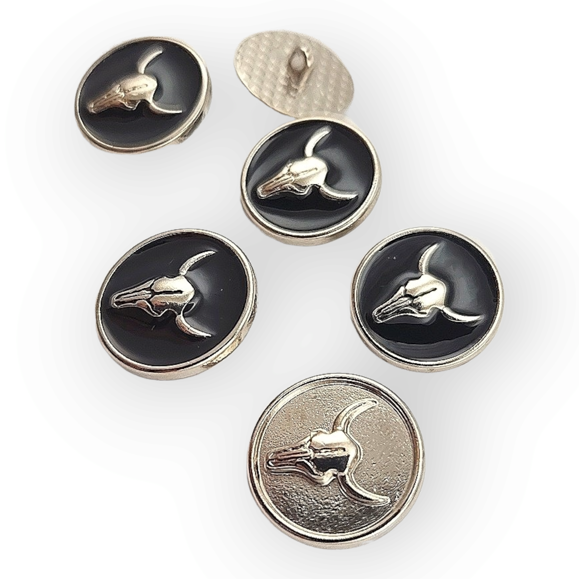 20.7 mm - 32 L Ox Head Logo Shank Button E 2245 MN 20.7 mm - 32 L Ox Head Logo Shank Button E 2245 MN