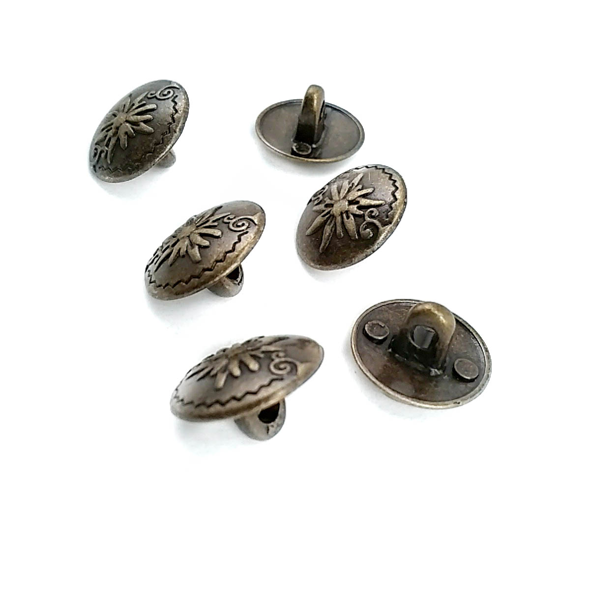 15 mm - 24 L Metal Blazer Cufflink Flower Patterned