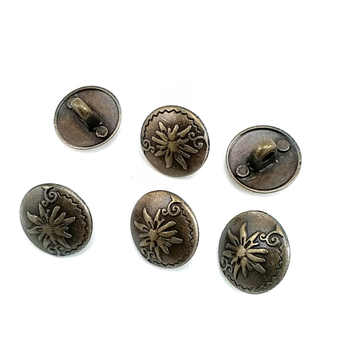 15 mm - 24 L Metal Blazer Cufflink Flower Patterned