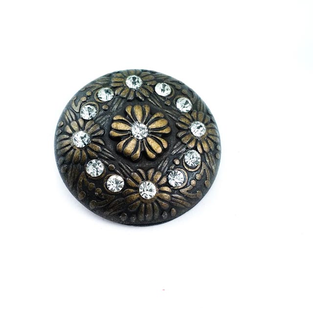 37 mm Rhinestone / Crystal Detail Shank Button front and detail view