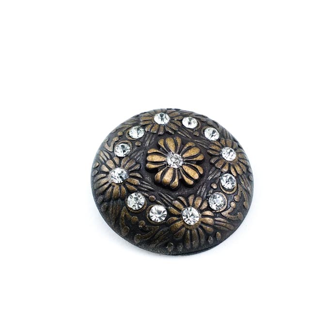 37 mm Rhinestone / Crystal Detail Shank Button front and detail view