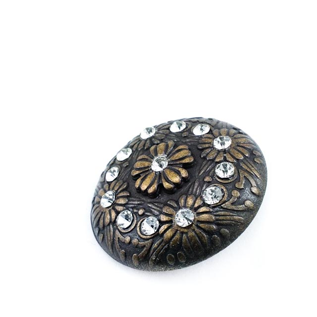 37 mm Rhinestone / Crystal Detail Shank Button front and detail view