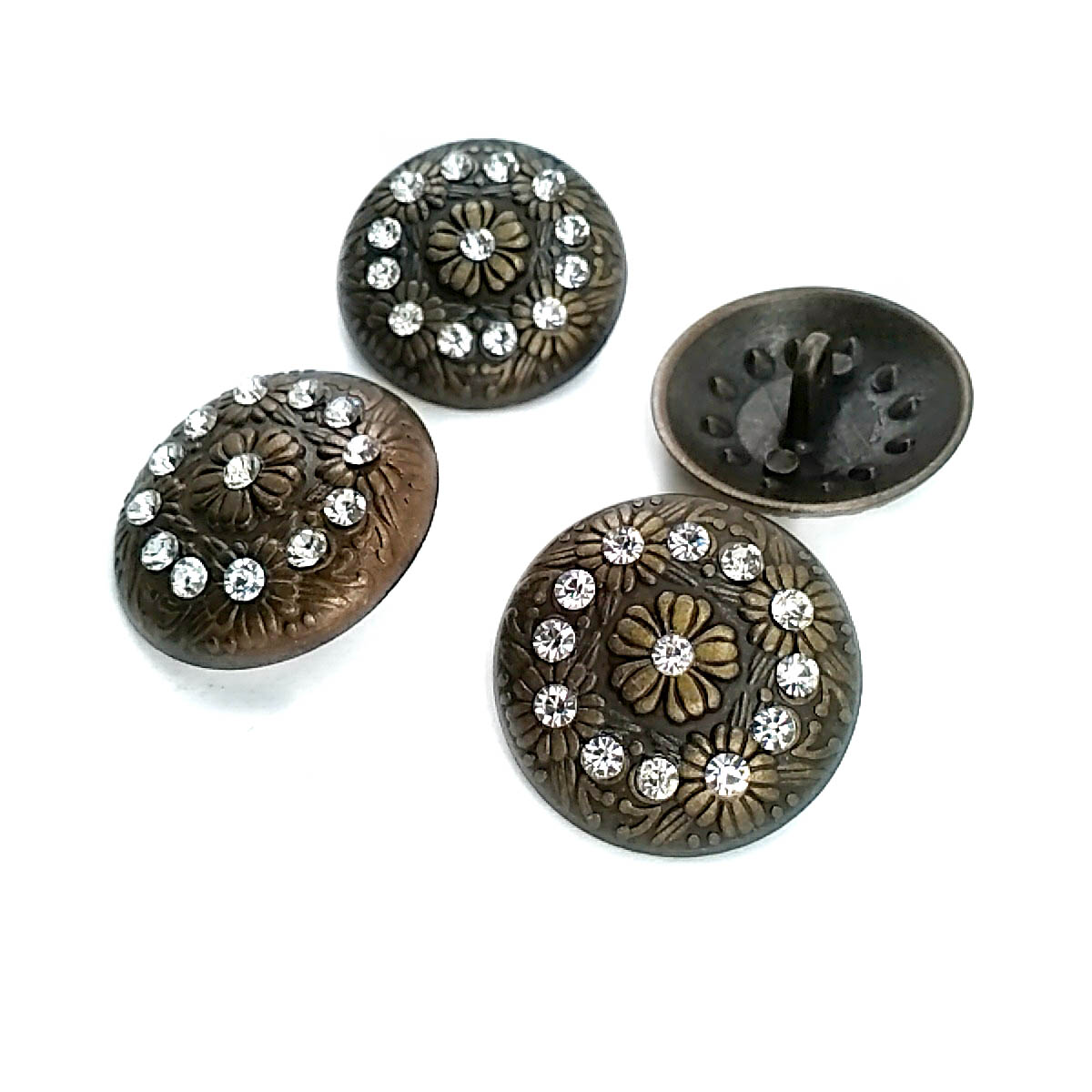 28 mm Rhinestone / Crystal Detail Shank Button product image 28 mm Rhinestone / Crystal Detail Shank Button front and detail view