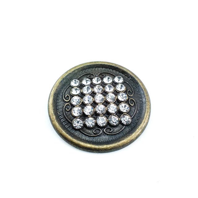 35 mm Rhinestone / Crystal Detail Shank Button front and detail view