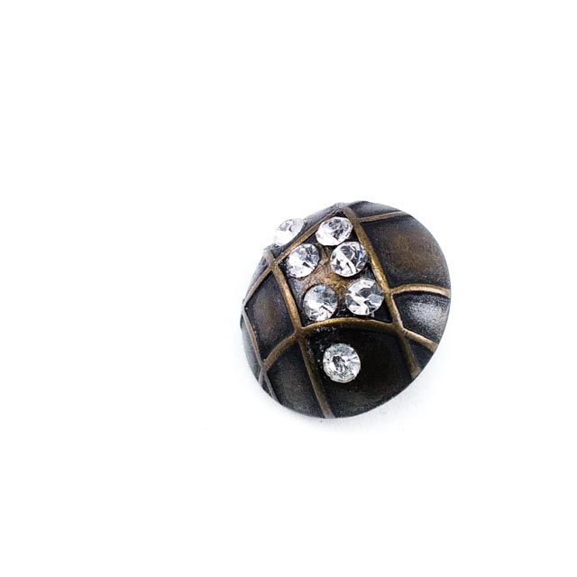 15 mm Rhinestone / Crystal Detail Shank Button front and detail view